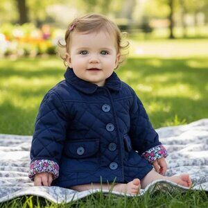 Baby Gap Navy Blue Quilted Corduroy Collar Jacket 6-12 Months